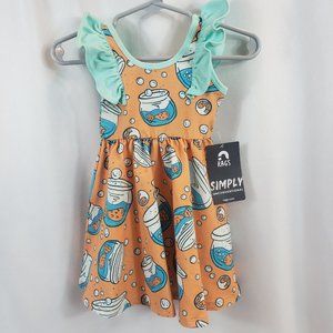 RAGS Sleeveless Yellow Dress with Goldfish and Green Ruffles